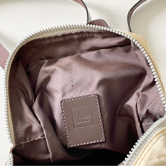 Fendi off white canvas brown leather small rectangular backpack - Picture 11 of 14